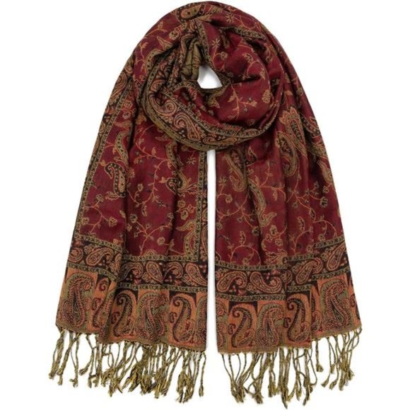 Accessories - Two Tone Paisley Pashmina Shawl Wrap Scarf Women's Soft  Jacquard Scarves